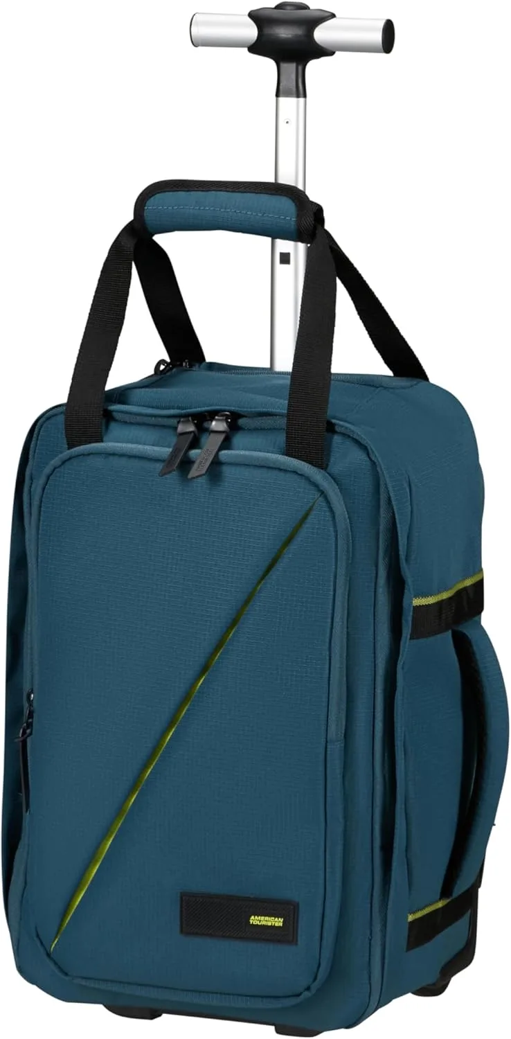 American Tourister ▫️ Take2Cabin - Ryanair Mala de Cabine 40 x 25 x 20 cm, 20 l, 1,40 kg, Mochila com Rodas, Bagagem de Mão, Mochila de Avião S para Colocar Debaixo do Assento, Azul (Harbor Blue)