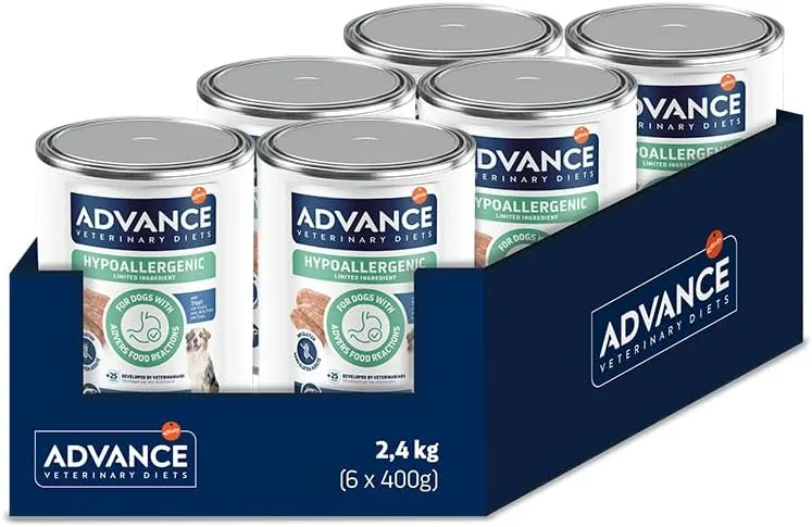affinity ADVANCE VETERINARY DIETS ▫️ Advance Diets Comida Húmida para Cães - Hipoalergénica com Truta - 6 latas de 400 g