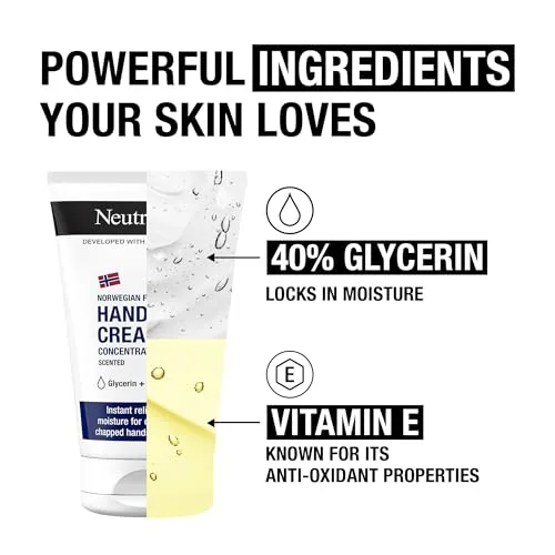 Neutrogena ▫️ Creme para as Mãos Concentrado com Perfume (50 ml), creme reparador para as mãos para peles sensíveis, creme para mãos gretadas e secas com glicerina e vitamina E (Embalagem de 3) 4