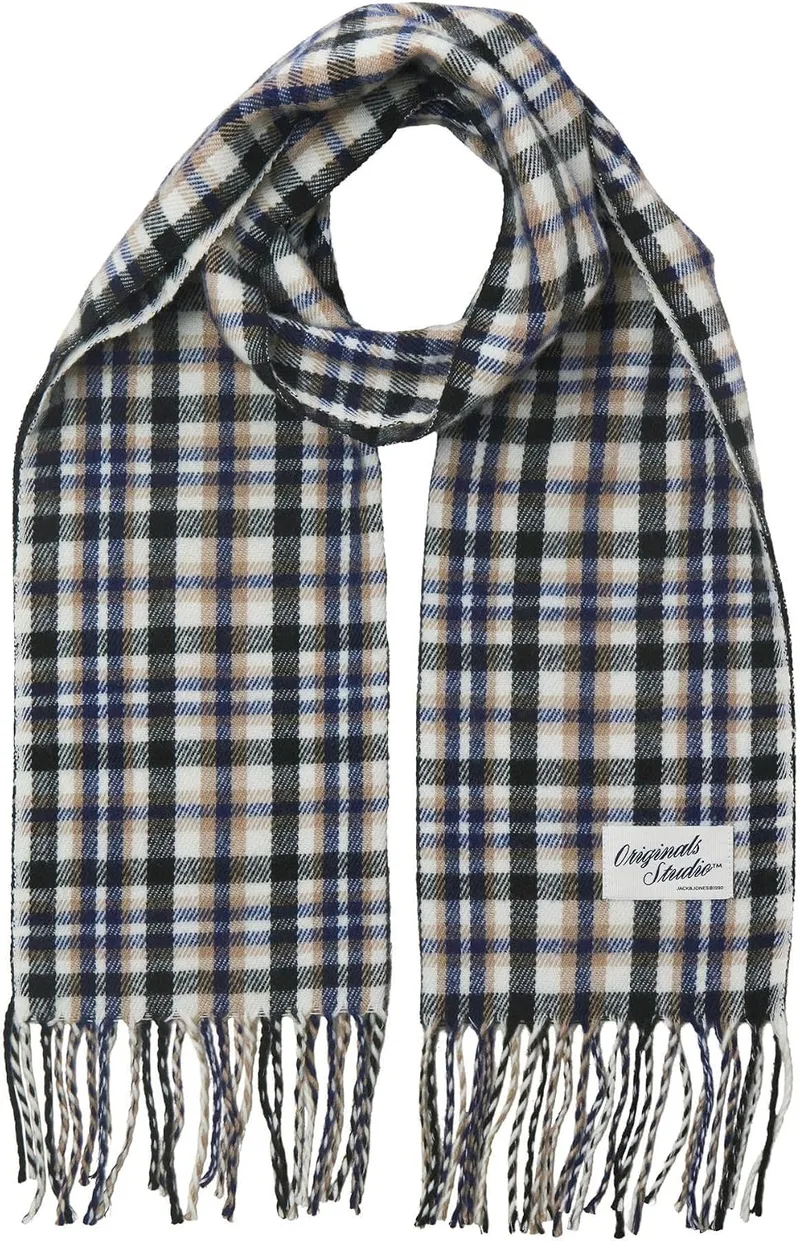 JACK & JONES ▫️ Cachecol Tecido com Padrão Jacgrand Check, Mocha Meringue, Tamanho único