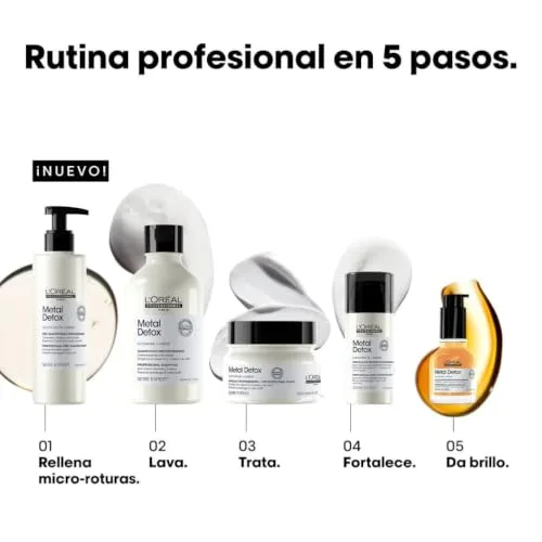 L'Oréal Professionnel Paris ▫️ L'Oréal Professionnel, Champô Profissional Sem Sulfatos, para Cabelo Danificado ou Descolorado, Cor Duradoura e Brilhante, Cabelo Mais Forte e Hidratado, Metal Detox, 300 ml 5