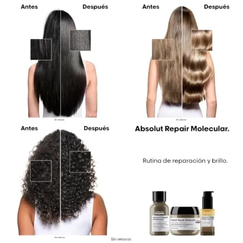 L'Oréal Professionnel Paris ▫️ L’Oréal Professionnel Óleo Bifásico Reparador, 100 Horas de Brilho, Antifrizz, Protetor Térmico, Sem Enxaguamento, para Cabelo Danificado, Absolut Repair Molecular 3