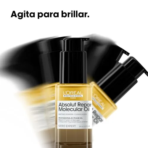 L'Oréal Professionnel Paris ▫️ L’Oréal Professionnel Óleo Bifásico Reparador, 100 Horas de Brilho, Antifrizz, Protetor Térmico, Sem Enxaguamento, para Cabelo Danificado, Absolut Repair Molecular 5