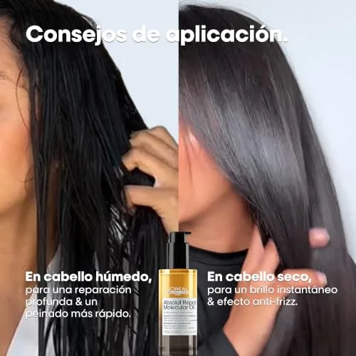 L'Oréal Professionnel Paris ▫️ L’Oréal Professionnel Óleo Bifásico Reparador, 100 Horas de Brilho, Antifrizz, Protetor Térmico, Sem Enxaguamento, para Cabelo Danificado, Absolut Repair Molecular 6