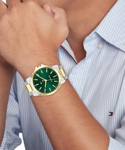 Tommy Hilfiger ▫️ Relógio analógico de quartzo para homem, modelo «Bruce», com bracelete em silicone e aço inoxidável 4