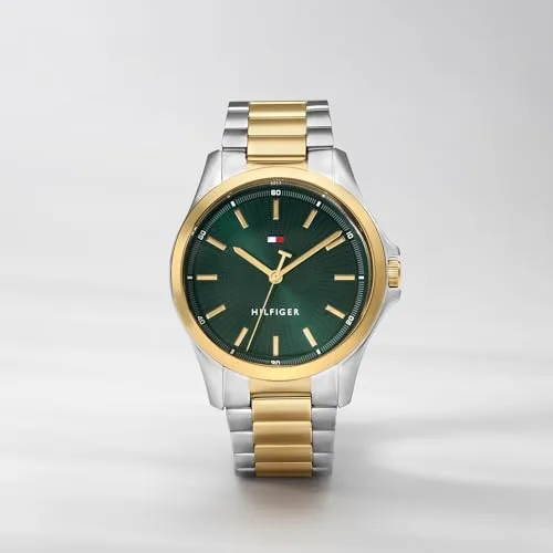 Tommy Hilfiger ▫️ Relógio analógico de quartzo para homem, modelo «Bruce», com bracelete em silicone e aço inoxidável 5