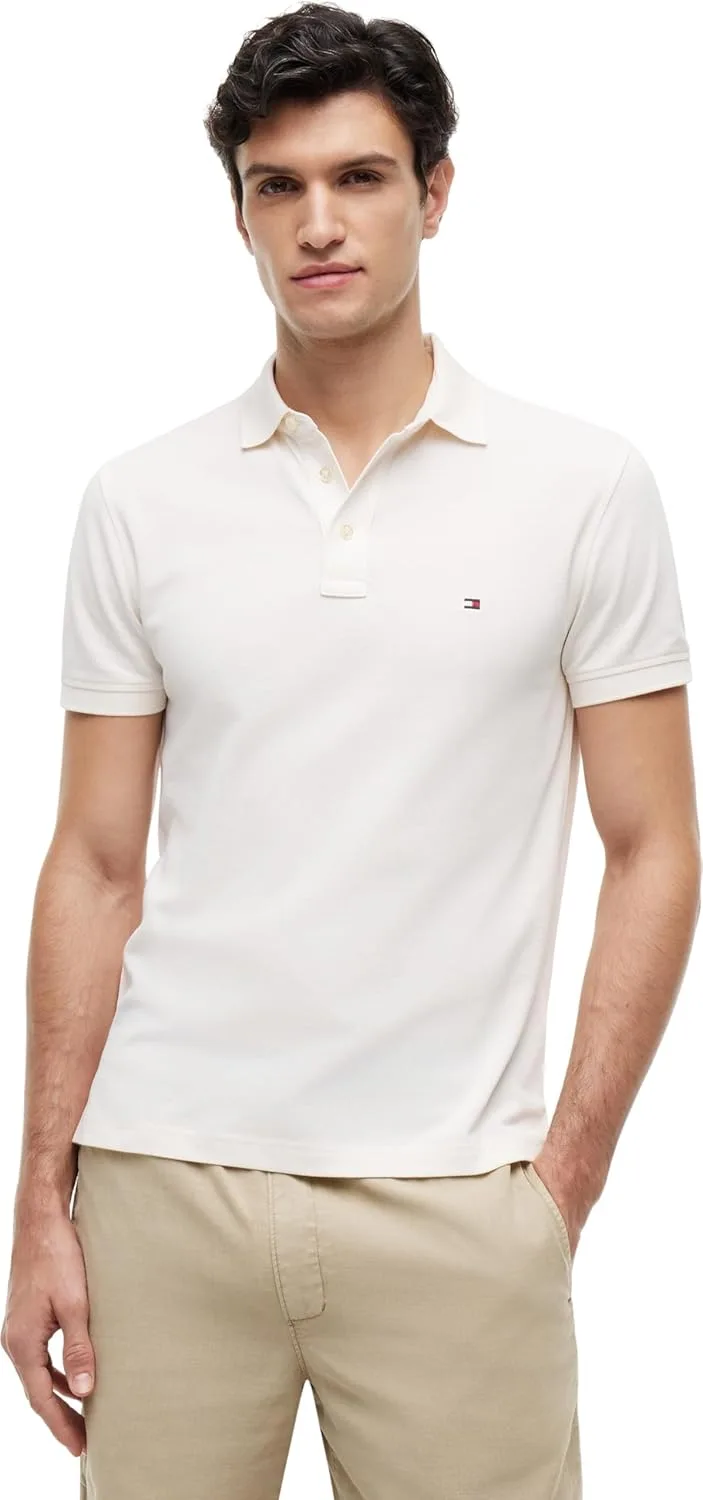 Tommy Hilfiger ▫️ Polo de manga curta para homem 1985, corte justo