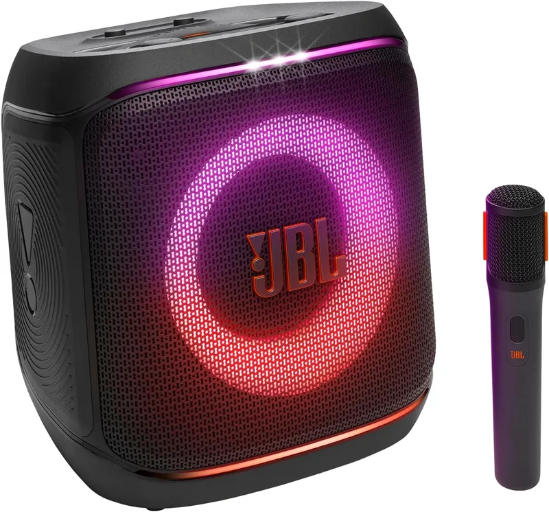 JBL ▫️ Partybox Encore 2, altifalante sem fios bluetooth para festas com microfone, bateria com autonomia de 15 horas, resistente a salpicos, som Pro e AI Sound Boost, compatível com Auracast, preto