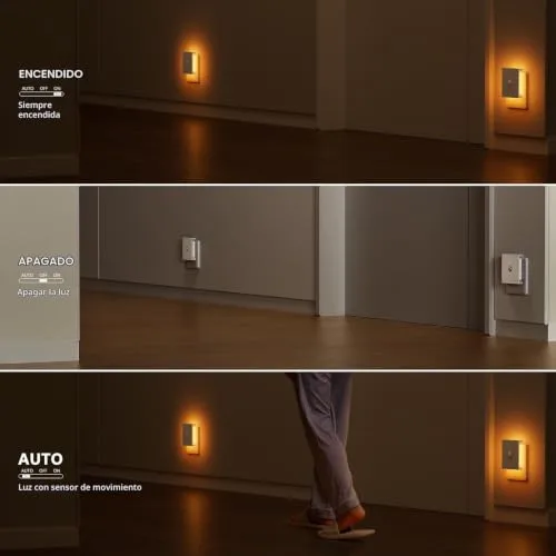 Feliigo ▫️ Luz Noturna com Sensor de Movimento, Conjunto de 2 Peças de Luz Noturna Infantil com Ficha Regulável e 3 Modos, Brilho Ajustável para Quarto de Crianças, Casa de Banho, Corredor, Cozinha e Escadas 2