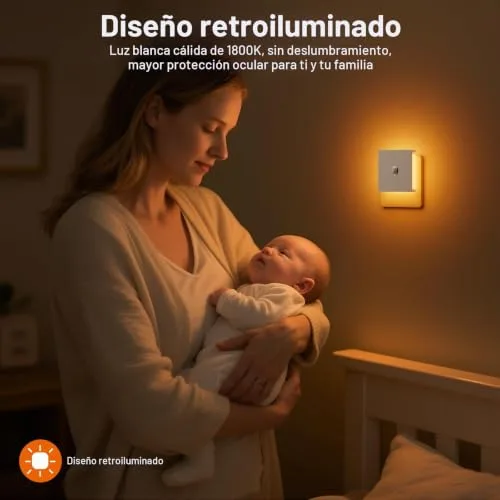Feliigo ▫️ Luz Noturna com Sensor de Movimento, Conjunto de 2 Peças de Luz Noturna Infantil com Ficha Regulável e 3 Modos, Brilho Ajustável para Quarto de Crianças, Casa de Banho, Corredor, Cozinha e Escadas 4