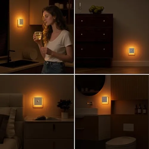 Feliigo ▫️ Luz Noturna com Sensor de Movimento, Conjunto de 2 Peças de Luz Noturna Infantil com Ficha Regulável e 3 Modos, Brilho Ajustável para Quarto de Crianças, Casa de Banho, Corredor, Cozinha e Escadas 7
