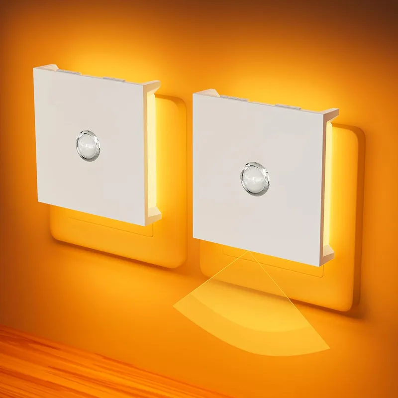 Feliigo ▫️ Luz Noturna com Sensor de Movimento, Conjunto de 2 Peças de Luz Noturna Infantil com Ficha Regulável e 3 Modos, Brilho Ajustável para Quarto de Crianças, Casa de Banho, Corredor, Cozinha e Escadas