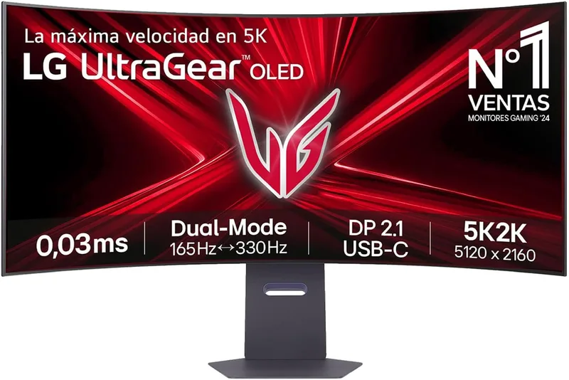 LG ▫️ 45GX950A-B - Monitor Gaming Ultragear, 44,5", OLED 5K2K (5120 x 2160), 16:9, 165 Hz, 0,03 ms, compatível com G-Sync e FreeSync Premium Pro, inclinação ajustável, cinzento púrpura