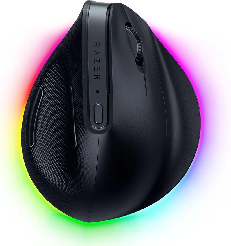 Razer Pro Click V2 Vertical - Rato vertical ergonómico sem fios para utilizadores destros - IA Prompt Assist - Sensor ótico de 30K - Windows e Mac (até 6 meses de duração da bateria, Chroma RGB) Preto