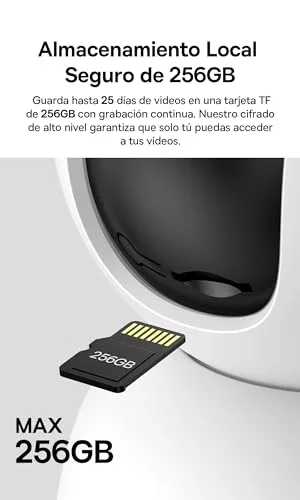 Baseus ▫️ Security P1 Lite Pan-Tilt - Câmara de vigilância para interiores, 2K HD, áudio bidirecional, visão noturna, memória até 256 GB, câmara de vigilância para bebés/animais de estimação, compatível com 3