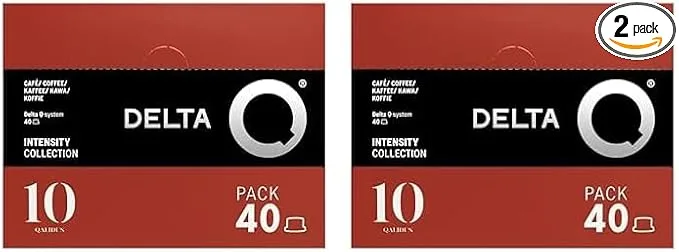 Delta Q ▫️ Cápsulas de café moído Qalidus - Café expresso intenso com notas de caramelo - Intensidade 10 - Moído natural - 40 cápsulas (embalagem de 2)
