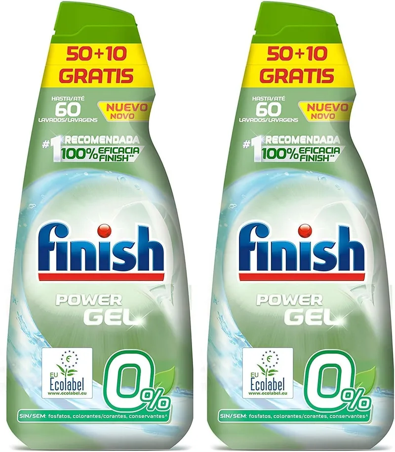 Finish ▫️ Power Gel 0% Eco Detergente para Máquina de Lavar Louça - 900ml (Embalagem de 2)