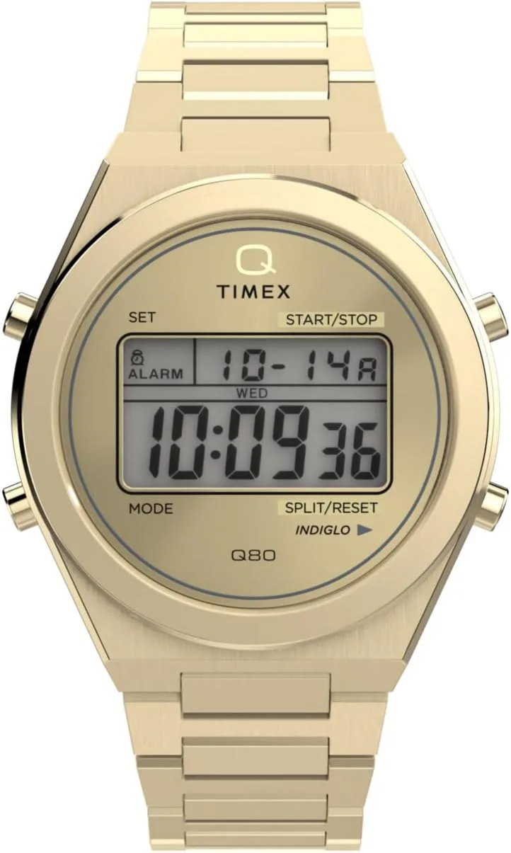 Timex ▫️ Relógio digital de quartzo para homem com bracelete em aço inoxidável Q