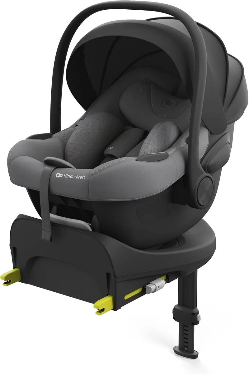 Kinderkraft ▫️ I-LITE Cadeira de criança, com base ENDURA SAFE FX, i-Size, 40-87 cm, giratória, ISOFIX, ERGO PAD, sistema modular, 3,2 kg, arnês de 5 pontos, 0-12 anos, cinzenta