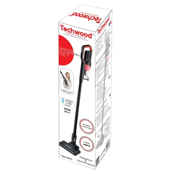Techwood ▫️ Aspirador de Mão Sem Fios, 14,8 V, 2 velocidades, bateria de lítio de 2000 mAh, Filtro HEPA, 600 ml TAB-339C Aspirador de vassoura, 120 W, 600 mililitros, 76 decibéis, preto e verde 4