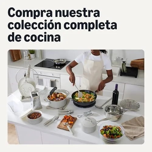 Amazon Basics ▫️ Conjunto de panelas antiaderentes de cerâmica conjunto de 8 peças de panelas e frigideiras, adequadas para a máquina de lavar louça e para o forno, compatíveis com todos os tipos de fogões, cinzento linho 6