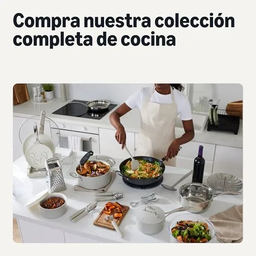 Amazon Basics ▫️ Wok em aço ao carbono pré-temperado com pega em madeira de acácia, compatível com todos os tipos de fogões, 32,0 cm 6