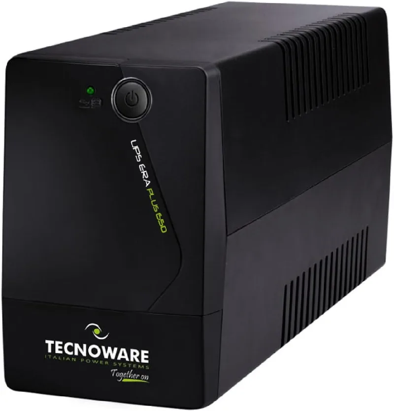 Tecnoware Power Systems ▫️ UPS 650 VA para PC/modem, NÃO para jogos/consolas, SAI ERA Plus, 2 tomadas Schuko, protege contra cortes de energia e picos de tensão em PC, modem, videovigilância, TPV, NAS, POS