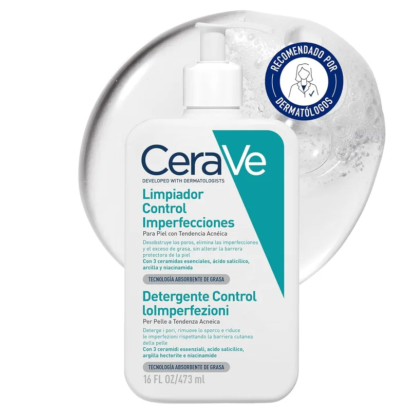 CeraVe ▫️ Blemish Control, Gel de Limpeza para Acne e Pele Oleosa, Reduz a Acne e os Pontos Negros e Melhora os Poros, Tratamento em Gel com Ácido Salicílico, 473 ml