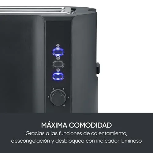 Severin ▫️ Torradeira com ranhuras largas, 4 fatias com acessório integrado para pãezinhos, 2 ranhuras largas para torrar, níveis de aquecimento ajustáveis, 1 400 W, preto mate, AT 2591 3