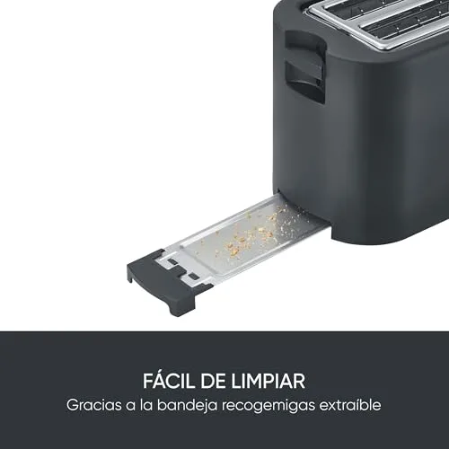 Severin ▫️ Torradeira com ranhuras largas, 4 fatias com acessório integrado para pãezinhos, 2 ranhuras largas para torrar, níveis de aquecimento ajustáveis, 1 400 W, preto mate, AT 2591 5
