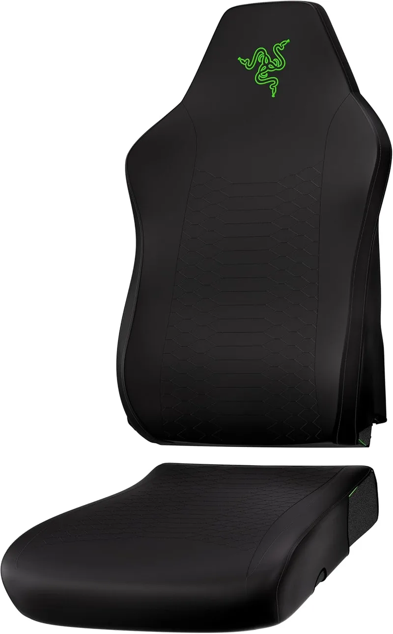 Razer ▫️ Capas para cadeiras Gaming - Designed Iskur V2 X - robustas e totalmente laváveis - proteção contra sujidade e manchas (2 peças para as costas e o assento) Preto