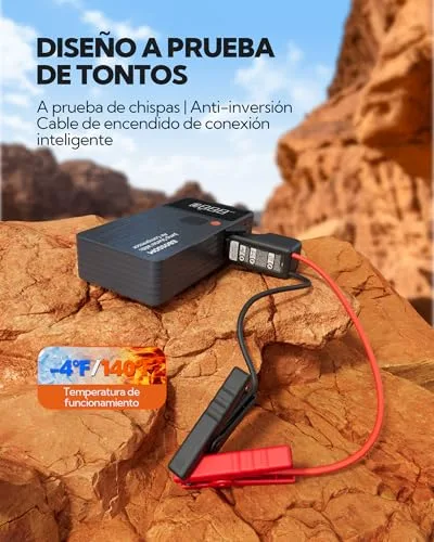 EBOSSOM ▫️ Arrancador de baterias para automóveis, booster para automóveis com compressor de ar portátil 7 em 1, arrancador de bateria com inflador para veículos de 12 000 mAh, kit de emergência para condutores com lanterna LED 4
