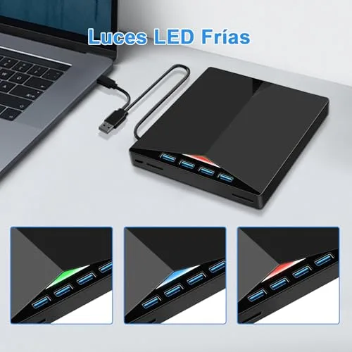 Dictien ▫️ Leitor de CD externo para PC, gravador de DVD externo superfino, unidades USB 3.0 e USB-C portáteis -RW/ROM, fiáveis para portáteis, computadores de secretária, Windows XP/7/8/10/11/Vista/Linux/macOS 6