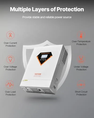 VEVOR ▫️ Inversor solar híbrido de 6000 W, carregador e inversor de energia com onda sinusoidal pura «tudo em um», com controlador solar MPPT de 120 A integrado, para sistema fora da rede com bateria 6