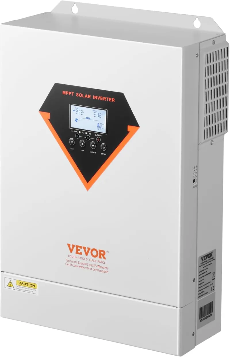 VEVOR ▫️ Inversor solar híbrido de 6000 W, carregador e inversor de energia com onda sinusoidal pura «tudo em um», com controlador solar MPPT de 120 A integrado, para sistema fora da rede com bateria
