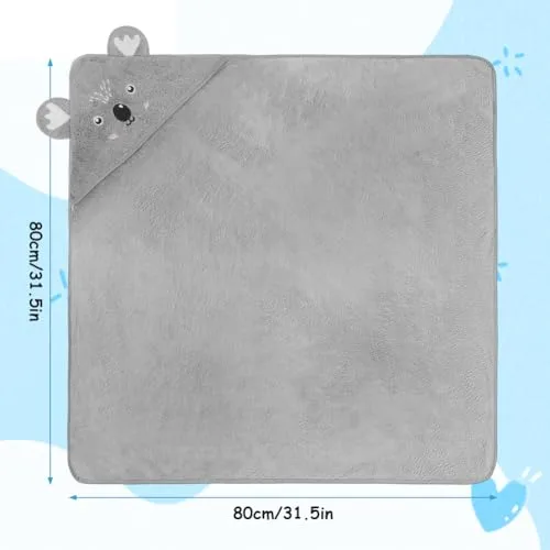 Aolso ▫️ Toalha de banho com capuz para bebé 80 x 80 cm. Toalha de banho para bebé, roupão de banho para bebé, capa de banho macia e absorvente, toalha de banho para bebés dos 0 aos 3 anos – Koala Cinzento 2