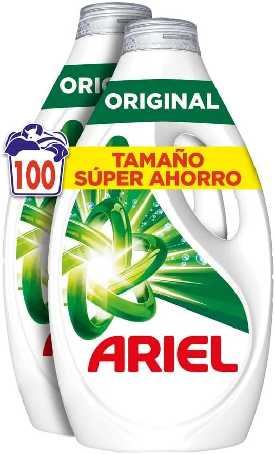 Ariel ▫️ Detergente líquido para máquinas de lavar roupa 100 lavagens, Original, Original, Sabão Limpeza melhorada em ciclos mais frios com a tecnologia exclusiva de limpeza a frio