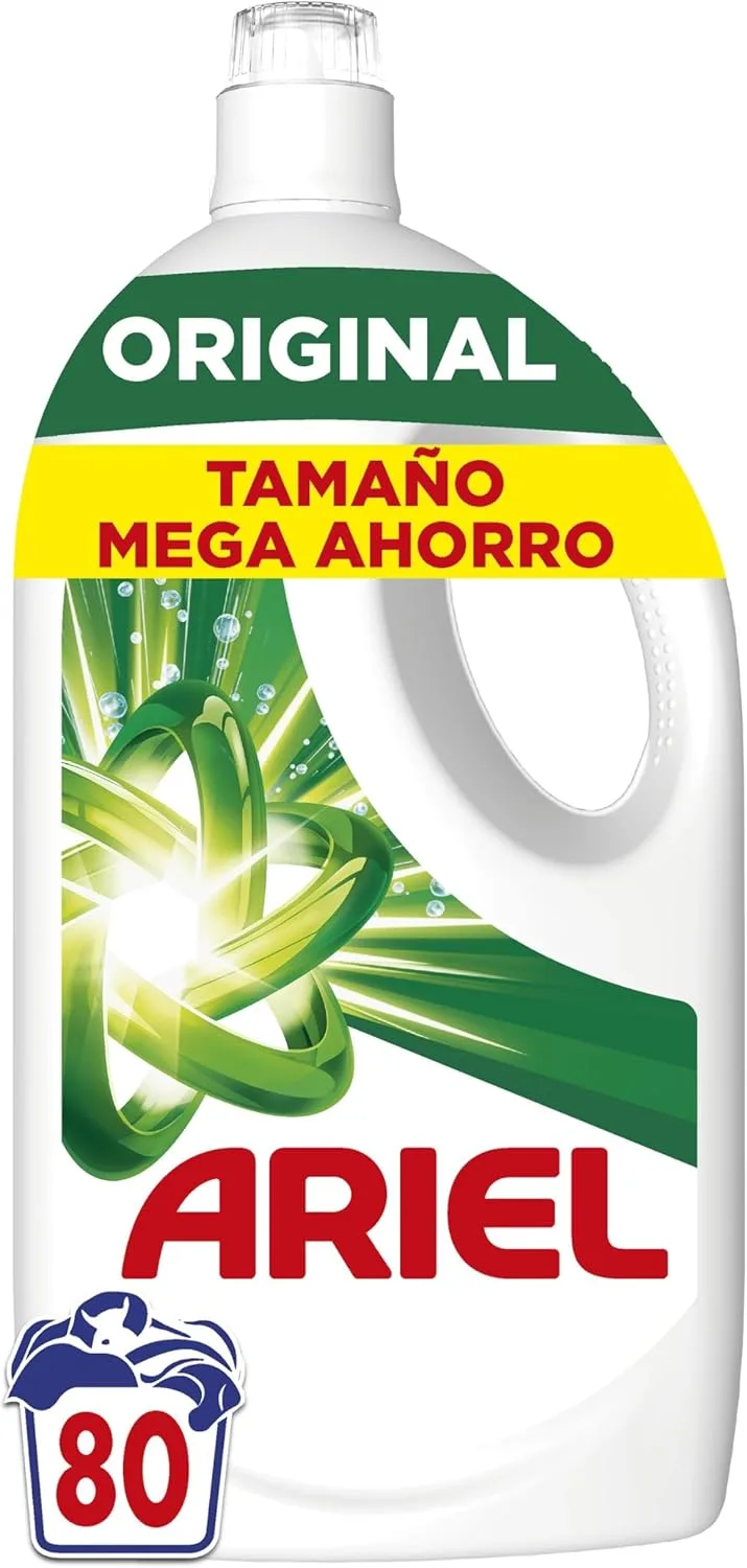 Ariel ▫️ Detergente líquido para máquinas de lavar roupa 80 lavagens, Original, Original, Sabão Limpeza melhorada em ciclos mais frios com a tecnologia exclusiva de limpeza a frio