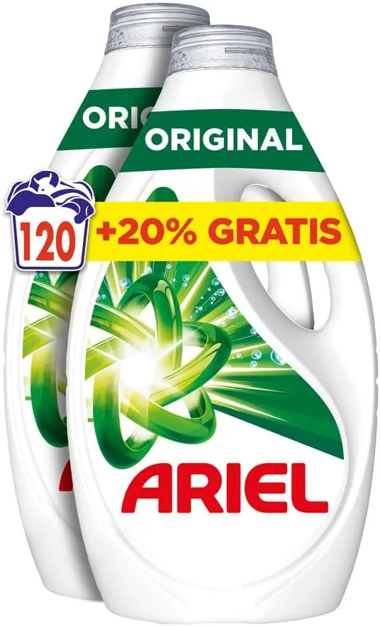 Ariel ▫️ Detergente Líquido para Máquina de Lavar Roupa, 120 Lavagens, Original, Sabão com limpeza melhorada em ciclos mais frios graças à tecnologia exclusiva de limpeza a frio