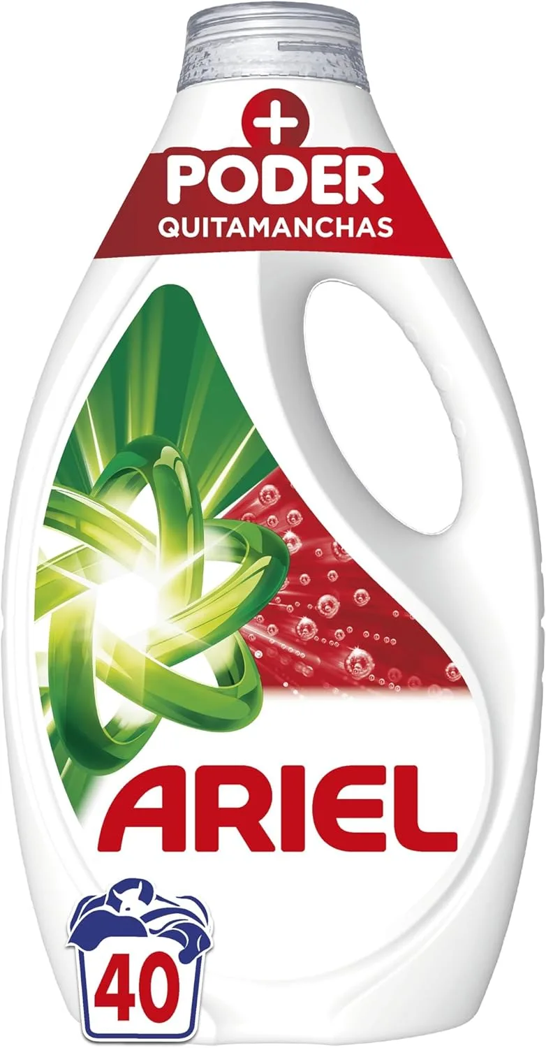 Ariel ▫️ Detergente Líquido para Máquina de Lavar Roupa, 40 Lavagens, Sabão Extra Poderoso Tira-Nódoas, Limpeza Profunda