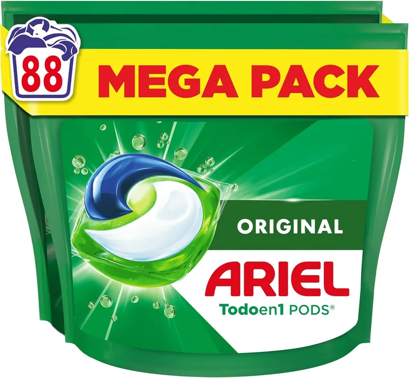 Ariel ▫️ All In 1 PODS, Detergente Líquido para Máquina de Lavar Roupa 88 Cápsulas/Pílulas, Original, 5 Acções para uma Limpeza Incrível