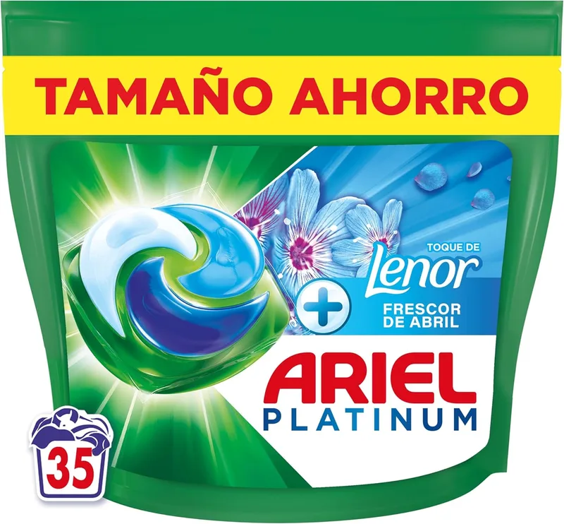 Ariel ▫️ PODs Platinum, Detergente Líquido em Cápsulas «Frescor de Abril», 35 lavagens