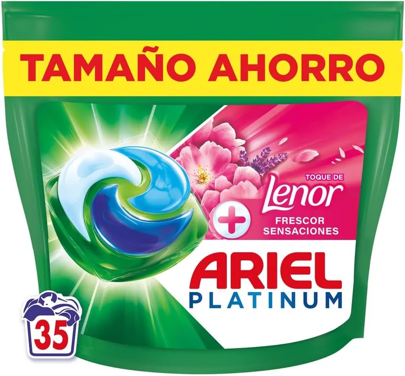 Ariel ▫️ PODs Platinum, Detergente Líquido em Cápsulas «Frescor Sensações», 35 lavagens