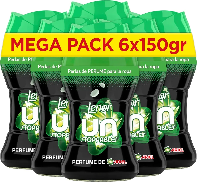 LENOR ▫️ UNstoppables Pérolas Perfumadas para a Roupa, Fragrância Ariel, Embalagem de 6 x 150 g