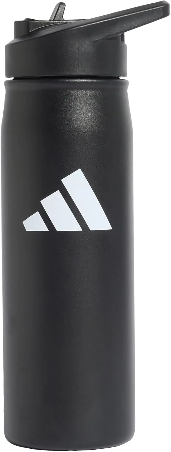 adidas ▫️ Unissexo - Adulto Garrafa Metal com Palhinha 0,6 litros, preto/preto, tamanho único