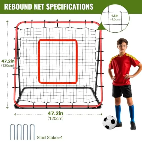 JASCOPRO ▫️ Rede de rebote de futebol, Baliza de treino de futebol, Equipamento de treino portátil 2