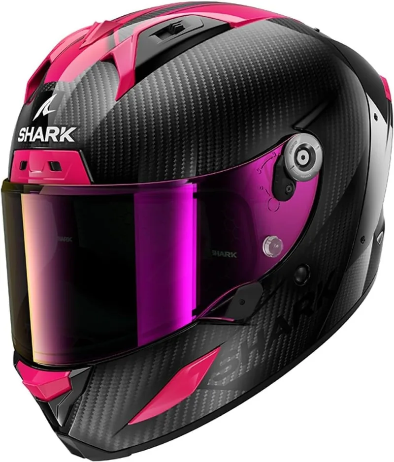 Shark ▫️ Capacete Integral de Moto AERON CARBON SKIN Violeta Azul DVB, S