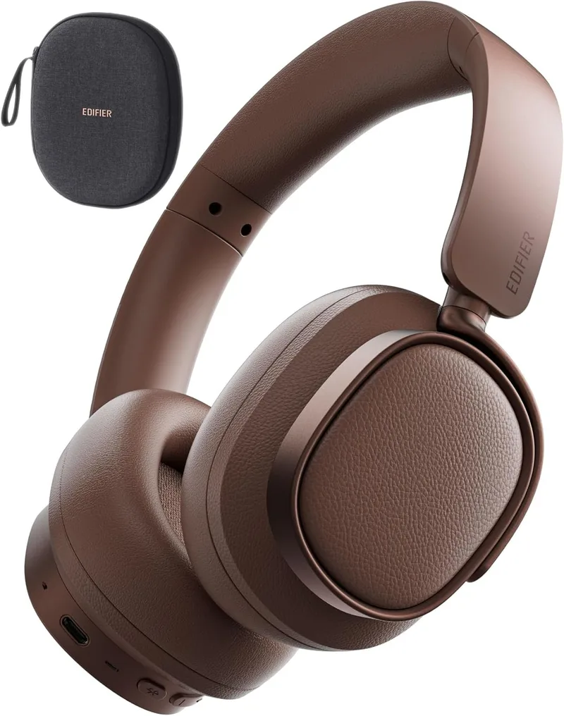 Edifier ▫️ Auscultadores sem fios ES850NB com ANC, LDAC e áudio de alta resolução, castanho | Até 92 horas de reprodução, ligação multiponto, controlo tátil, Bluetooth 5.4, para o escritório, viagens e uso diário