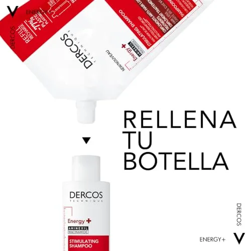 VICHY ▫️ Champô Anti-queda, Efeito Estimulante, Adequado para todos os tipos de cabelo, Couro cabeludo saudável e desintoxicado, com Aminexil, Energy+, Dercos Technique 5