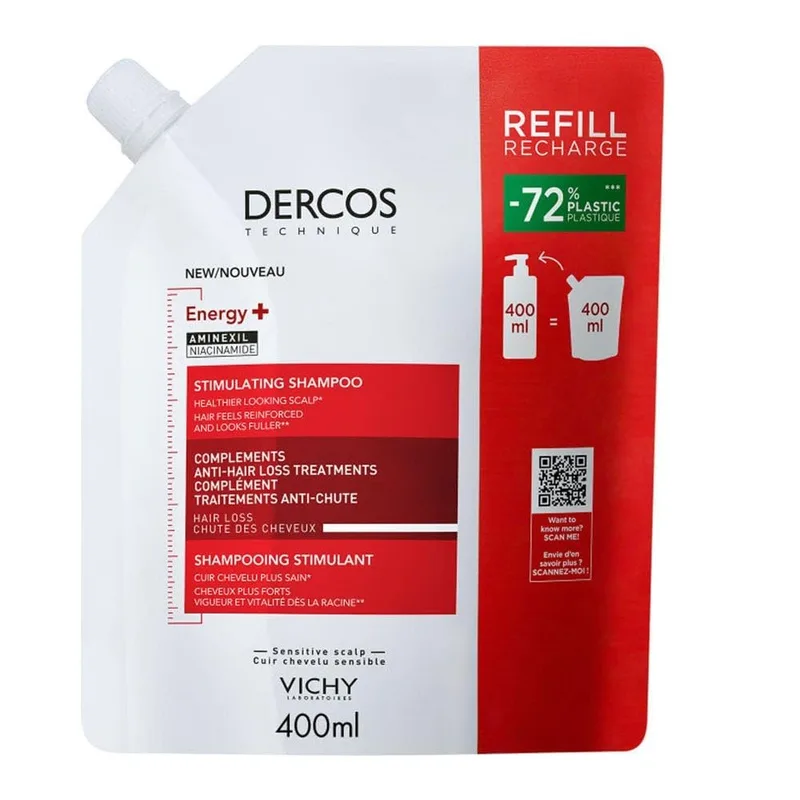 VICHY ▫️ Champô Anti-queda, Efeito Estimulante, Adequado para todos os tipos de cabelo, Couro cabeludo saudável e desintoxicado, com Aminexil, Energy+, Dercos Technique